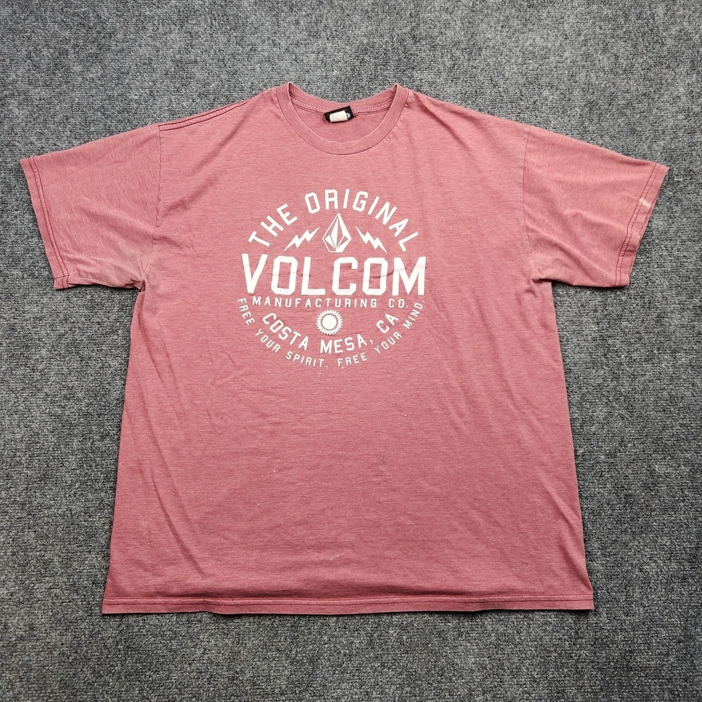 VTG Volcom Shirt‎ Mens XL Pink Costa Mesa California Logo Graphic Surf Skate Y2K
